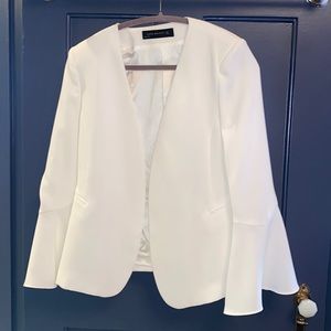 Zara white bell sleeve jacket